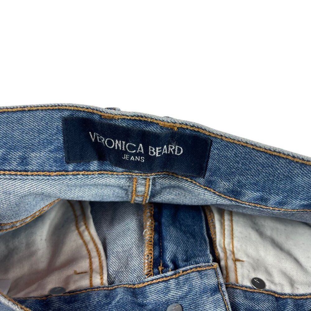 Veronica Beard Taylor Wide Leg Crop Jeans Womens 27 High Rise Blue Raw Hem - Picture 6 of 12